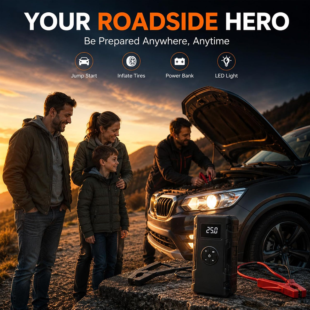 Portable Car Jump Starter and Tire Inflator