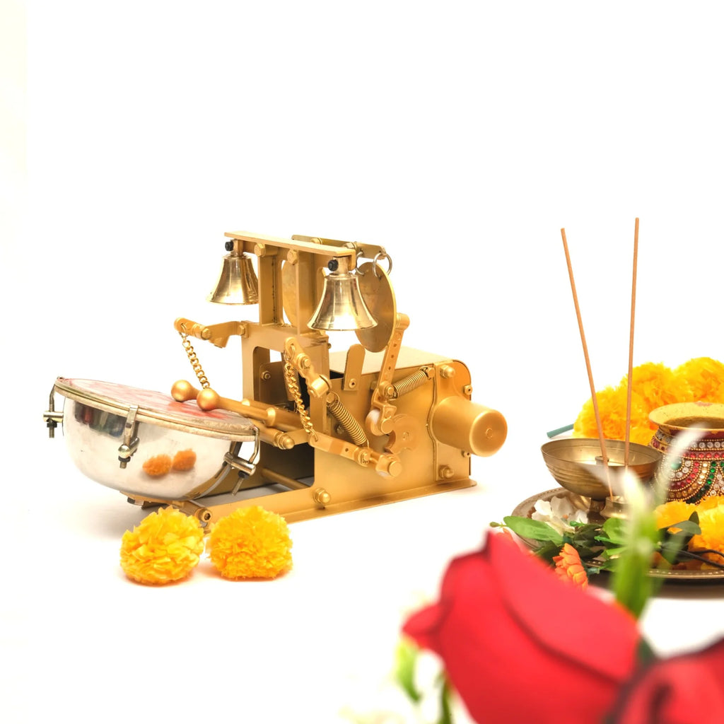 fully Automatic Electric Mini Aarti Machine With Nagara, 2 Bells & Jalar For Home Temple, Satsang Or Pooja Room