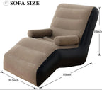 Rubberwood Inflatable Lazy Sofa Chair with Household air Pump, Foldable Lounge Chair with Armrests for Living Room, Bedroom, Office,Travel, Camping, Black, Grey